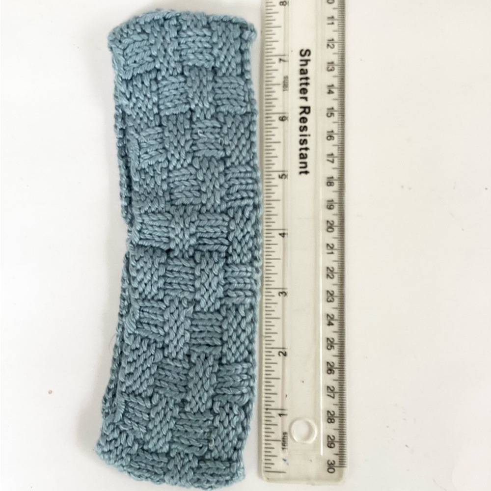 Skincare Washcloth Headband Spa Set Hand Crafted Steel Blue Cotton Knit - Picture 9 of 16